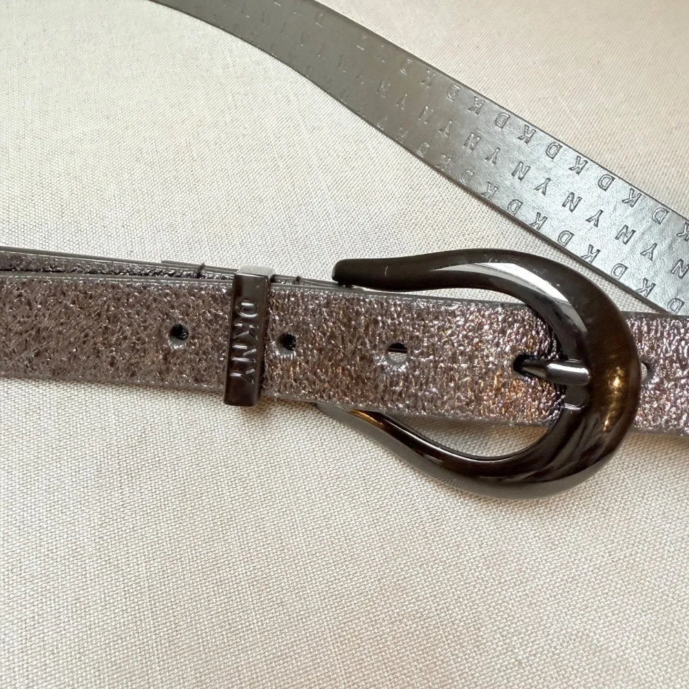 DKNY Donna Karan Metallic Tipped Belt Silver L